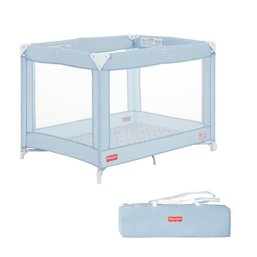 Fisher-Price Play All Day Baby Playard in Moon Mist, No Tool Assembly, Easy One-Hand Fold Playard, Breathable Mesh Sides, Carry Bag Included