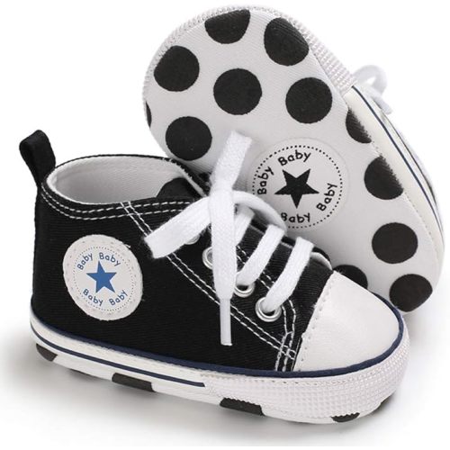 Unisex Baby Canvas High-top Shoes, Anti-Slip Soft Sole, black