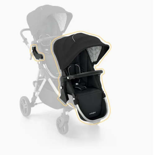Mockingbird 2nd Seat Kit for Stroller - Black Windowpane Canopy/Black Leather