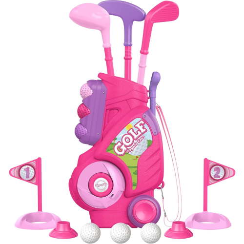 Toddler Golf Set, Upgraded Kids Golf Cart with Unique Shoulder Strap Design, Indoor and Outdoor Golf Toys for Boys and Girls Aged 1-5 Years Old
