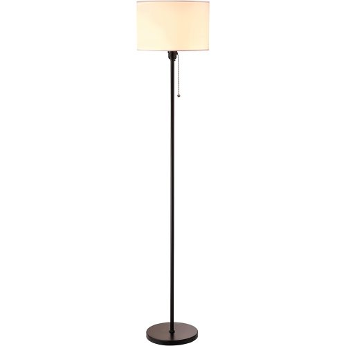 O’Bright Ted - Drum Shade Standing Lamp, Pull Chain Switch, E26 Socket, Modern Minimalist Design, Simple Floor Lamp for Living Room, Bedroom, Office, Black