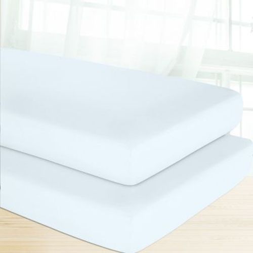 100% Organic Cotton Crib Sheets Pack Of 2, Soft & Cool, Gots Certified By California Design Den - Blue, Crib Fitted (2 Pack)