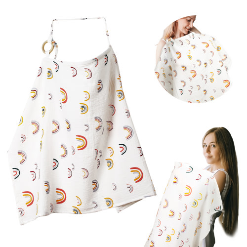 Nursing Cover for Breastfeeding, Soft & Breathable Nursing Poncho,Breastfeeding Cover with Arch Neckline, Nursing Apron
