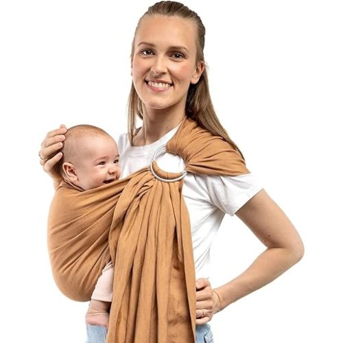 Boba Ring Sling Baby Carrier Newborn to Toddler - Lightweight & Breathable Baby Sling Carrier, Hip-Healthy Baby Carrier Sling, Baby Wrap Carrier for Front & Hip Carry, 8-35 lbs (Linen Rye)
