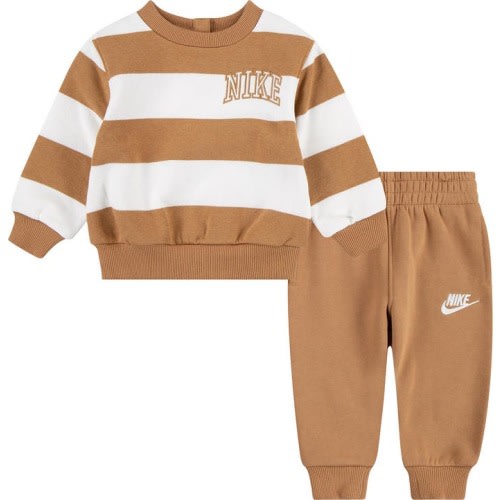 Baby Fleece Crewneck Sweatshirt & Joggers Set, 18M, Flax