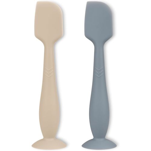Diaper Cream Applicator Set - Soft Silicone Baby Butt Brush with Suction Base, Baby Butt Spatula, Full Size - Newborn Baby Essentials (2Packs-Ether/Sand)