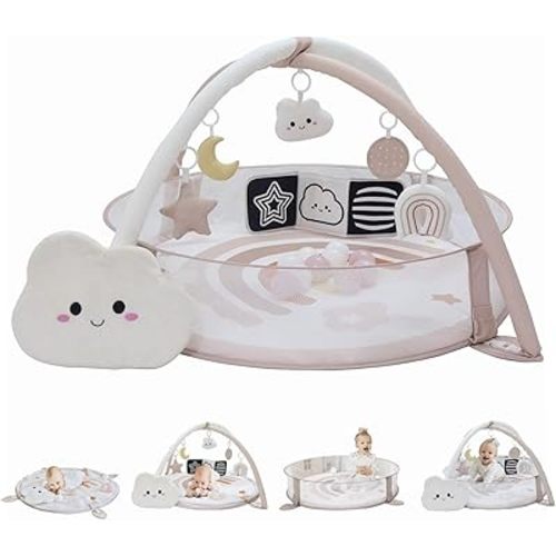 6-in-1 XL Play Mat & Play Gym, Baby Gym, Baby Activity Gym, Sensory Exploration and Motor Skill Development Toys (Blush)
