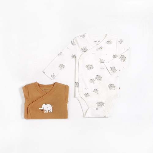 Elephant Family Kimono Style 2 Pack Bodysuits