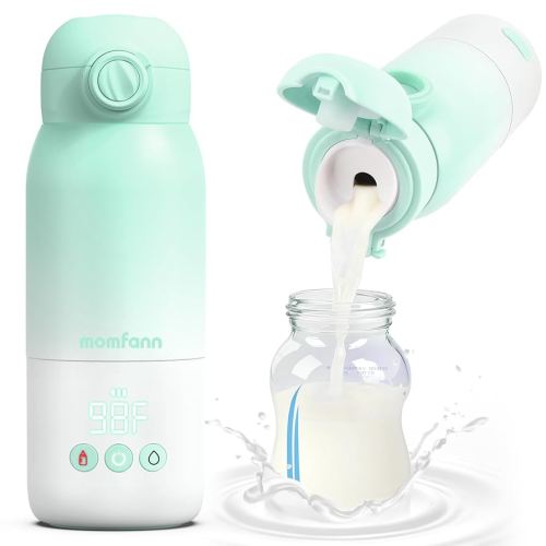 Portable Bottle Warmer for Travel, Dual Heating Modes for Breastmilk & Water, Portable Bottle Milk Warmer with Fast Heating & Long Battery Life, 12 Ounces Large Capacity (Green)