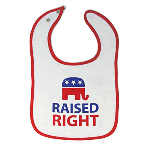 Cute Rascals Toddler & Baby Bibs Burp Cloths Flags Raised Right with An American Republican Flag Cotton Baby Items for Baby Girl & Boy White Red Design Only