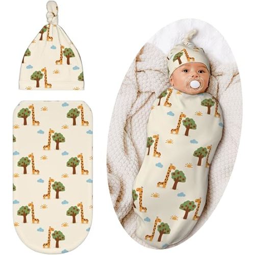 Giraffe Swaddle Blanket for Baby, Soft Swaddling Sleep Sack for Newborn, Giraffe Baby Items Stuff