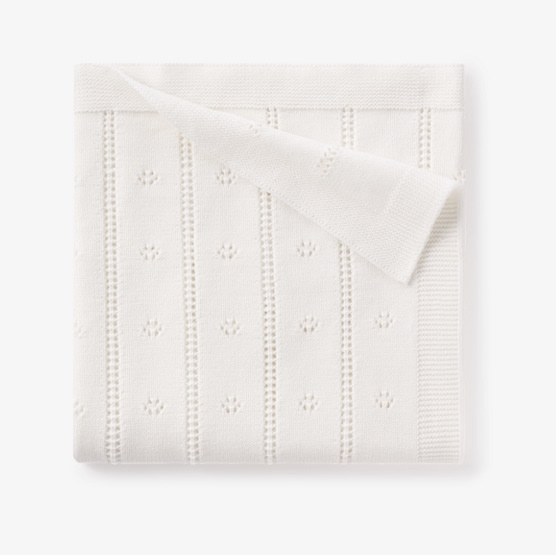 Cream Pointelle Knit Baby Blanket
