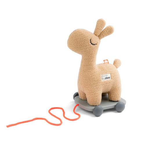 Done by Deer 2-in-1 Lalee Sand Pull Along Toy - Soft Silicone Wheels, Magnetic Feet, and Cuddly Teddybear Fabric for Kids Learning to Walk and Develop Motor Skills