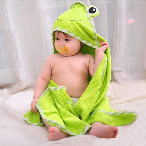 Baby Hooded Towel - Soft Absorbent Bath Towel with Cute Frog Design for Toddler, Infant - 47 x 47 inch Large Baby Beach Towel Perfect Shower Gifts for Boys and Girls