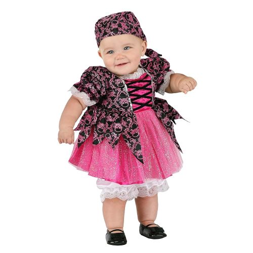 Pink Pirate Baby Costume - Dress, Bloomers, Hat - Girl's Pirate Infant Outfit