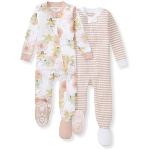 Burt's Bees Baby Girls' Snug Fit One-Piece Footed Non-Slip Sleeper Pajamas