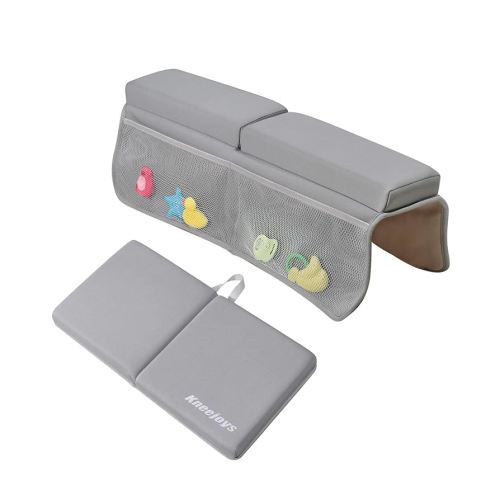 Bath Kneeler and Elbow Rest Pad Bath Kneeler Baby Bath Mat Kneeling Pad Bath Toy Organizer for Tub Kneeling Pad for Bathing Baby Memory Foam