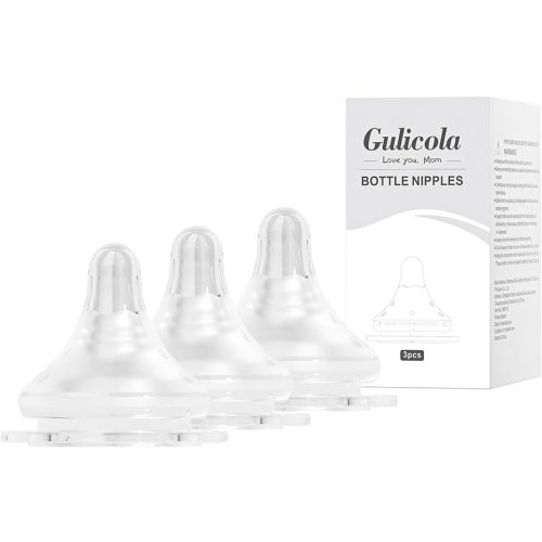 Gulicola Natural Flow Baby Bottle Silicone Nipple Level 4, Fast Flow (LL), 9+ Months, 3 Counts (Pack of 1)