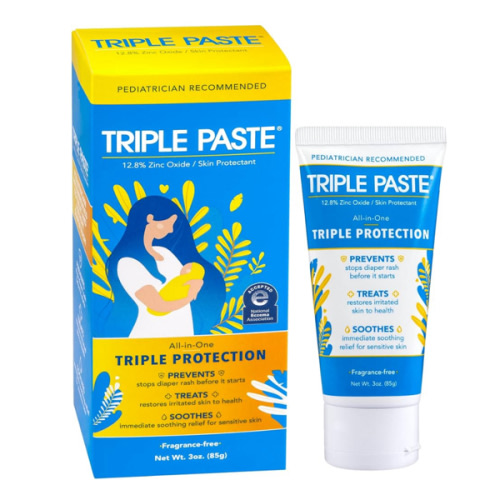 Triple Paste Diaper Rash Cream for Baby - 3 oz Tube - Zinc Oxide Ointment Treats, Soothes and Prevents Diaper Rash - Pediatrician-Recommended Hypoallergenic Formula with Soothing Botanicals