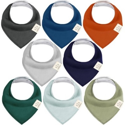 8pk Organic Baby Bandana Bibs, Baby Drool Bibs for Baby Boy, Girl, Baby Bibs for Infant, Newborn, Color: Hunter