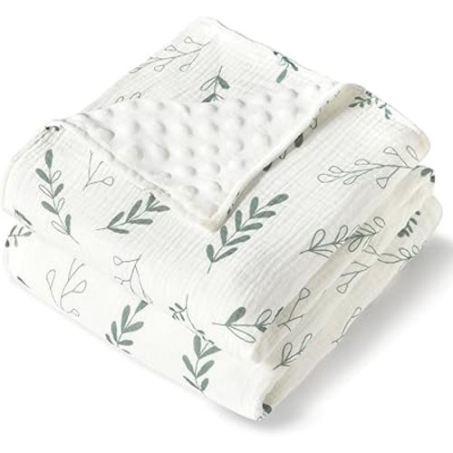 JELLYMONI Muslin Baby Blanket for Newborns, Double-Layer Soothing Raised Dots, Ultra-Soft Lightweight Receiving Blanket 1-Pack, Breathable Nursery Swaddle, 30x40 Inch