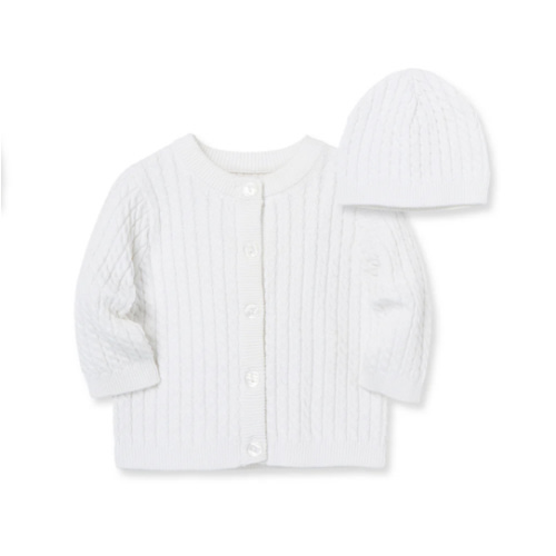 White Cable Sweater and Hat