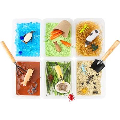 VMNlooking Sensory Bin Farm Animal Toys with Play Sand for Kids, Sensory Bins for Toddlers,Sensory Toys for Kids Ages 3-5 with Sensory Bin Filler Tools, Water Beads, Penguin and More(Farm Animal)… : Home & Kitchen