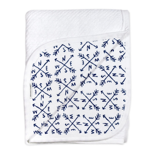 HonestBaby Matelasse Reversible Receiving Blanket 100% Organic - Love Dot Compass - Cotton One Size