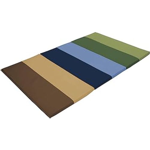 FDP SoftScape Space Saver Foldable Children's Play Mat - Soft, Sturdy 1.5 inch Thick Foam, 3-Fold Floor Mat; Indoor Active Play, Tummy Time, Stretching for Kids - Earthtone, 13231-ET