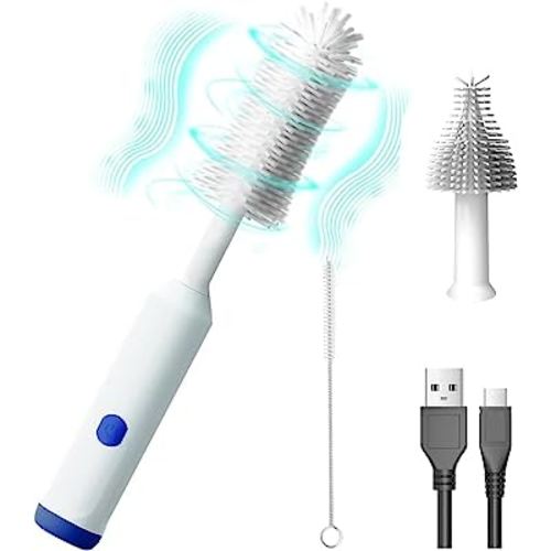 DCLIKRE Electric Baby Bottle Brush Cleaner, Silicone Nipple Brush Set, Milk Cup Cleaning Washer Brushes, Electric Long Water Bottle Brush, Newborn Baby Pacifier Cleaner, Best Gift for New Mom