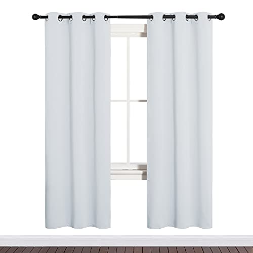 NICETOWN Room Darkening Draperies Curtains, Window Treatment Thermal Insulated Grommet Room Darkening Curtains/Drapes for Bedroom (Greyish White, 2 Panels, 34 by 72)
