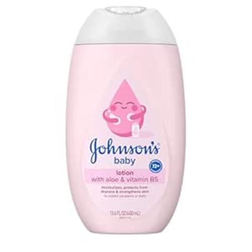 Johnson's Baby Lotion with Coconut Oil, Aloe Vera & Vitamin B5, 72 HR Hydration, Skin Moisturizer, Hypoallergenic, Newborn Safe, Protects From Dryness & Strengthens Skin, Baby Essentials, 13.6 fl. oz