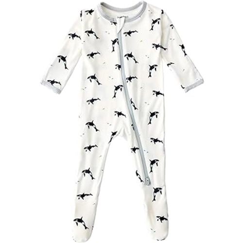 Soft Baby Bamboo Viscose Footie Pajamas, Zipper Closure, 0-24 Months