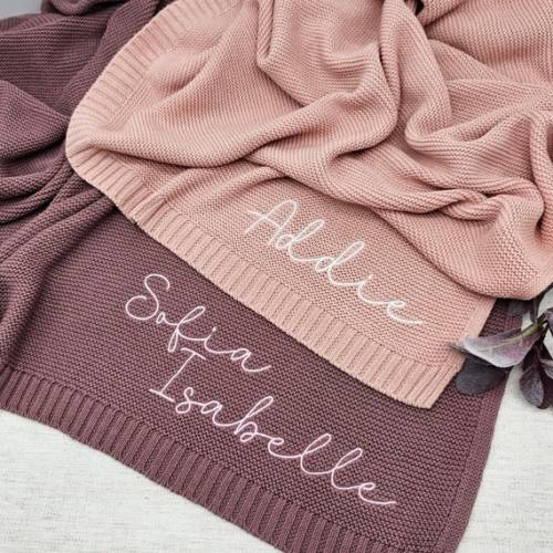 Personalized Baby Blanket, Embroidered Name, Stroller Blanket, Newborn Baby Gift, Soft Breathable Cotton Knit Baby Blanket, Baby Shower Gift - Etsy