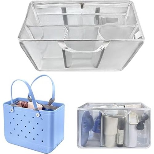 XYFuuee Beach Bag Organizer Inserts for X Large Bogg Bag Accessories, Original XL Lightweight Mesh Insert Divider Pouch, Organizing Rubber Tote Bags, Save Storage Space (Gray)