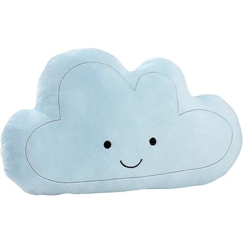 Little Love by NoJo - Plush Happy Cloud Shaped Decorative Pillow, Decorative Nursery Pillow, Playroom Décor, Cute Throw Pillows, Blue, Silver