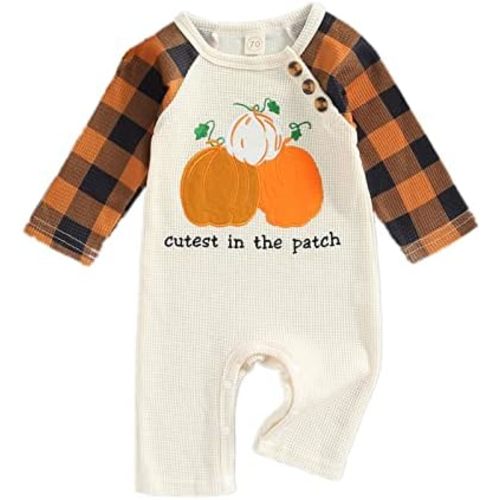 Halloween Baby Boy Girl Outfit Pumpkin Long Sleeve Onesie Romper Jumpsuit Halloween Clothes Girl Boy