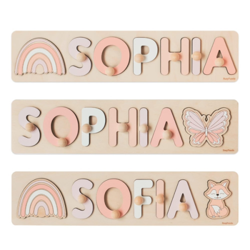 Personalized Name Puzzle Montessori Toys Nursery Decor Customized Puzzle Educational Toy Christmas Gift For a 1 Year Old Gifts Kids Name Sign for Nursery Easter Present for Baby