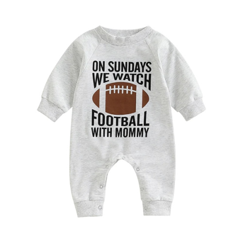 Infant Baby Girl Boy Romper On Sundays We Watch Football With Mommy Jumpsuit Long Sleeve Pants
