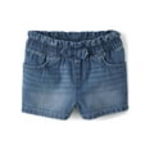 The Children's Place Baby Toddler Girls Pull-On Bow Front Denim Short, Sizes 6M-5T
