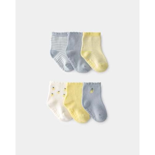 Baby Girl 6-Pack Lemon Striped Socks - Yellow/Grey | Carter's