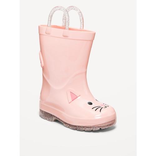 Tall Cat-Graphic Rain Boots for Toddler Girls