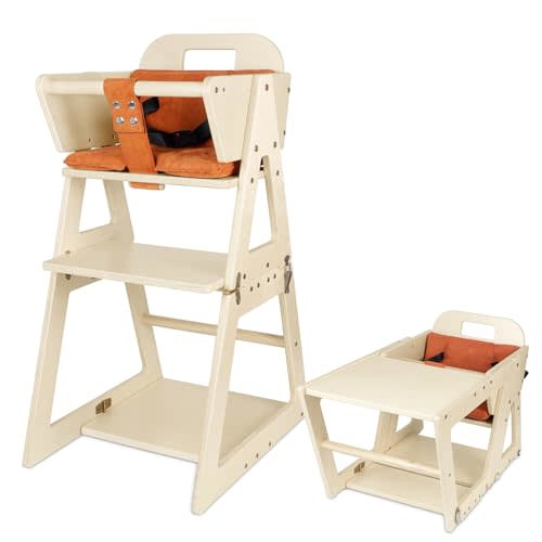 NeoBorn 2 in 1 Baby High Chair, Wooden High Chairs for Babies and Toddlers, Convertible Baby High Chair & Toddler’s Desk, Baby High Chair Grows with Family