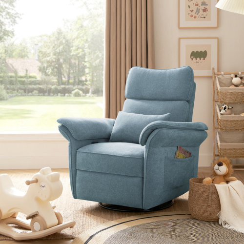 Beckette 41.75" Modern Swivel Glider Nursery Power Recliner with Adjustable Headrest