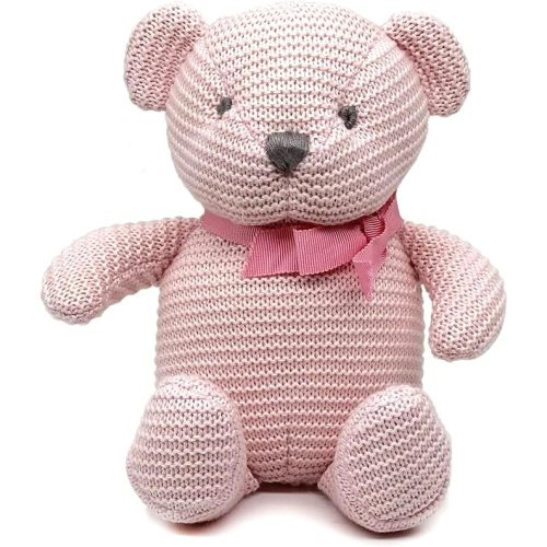 100% Organic Cotton Teddy Bear Pink 16.5cm Baby Stuffed Animals for Newborn 7.1"