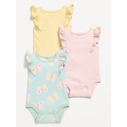 Ruffle-Trim Ribbed Bodysuit 3-Pack for Baby