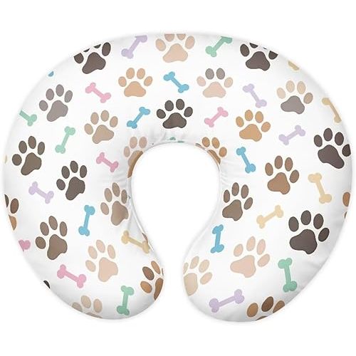 Multi Paw and Bone Breastfeeding Pillow Slipcover for Baby Newborn U-Shaped Breastfeeding Pillowcase Cushion Cover Stretchy Replaceable Pillow Cover Slipcover