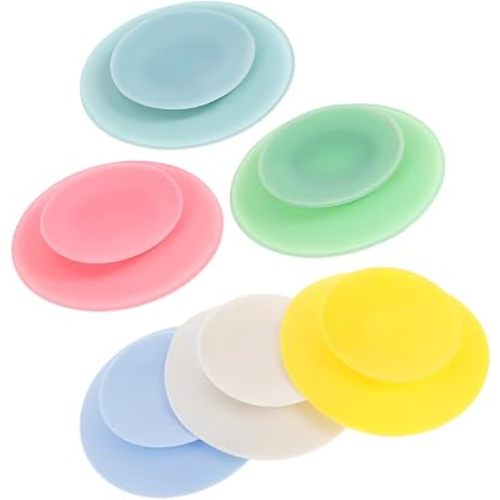 Healeved Silicone Suction Cups 6Pcs Double-Sided Suction Plate Pads for Toddler Plates Elderly Bowls and Patient Dinnerware Non-Slip Anti-Spill Solution 3.74X3.74 Inches