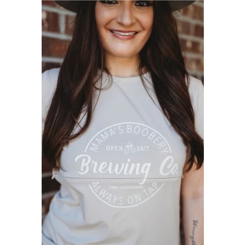 Mama's Boobery Short Sleeve Nursing Tee - Tan