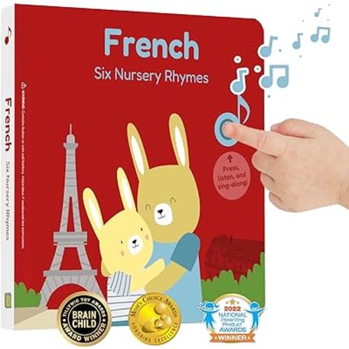 Cali's Books French Nursery Rhymes Sound Book for Toddlers 1-3. Bilingual Books for 1 Year Old French Baby Book